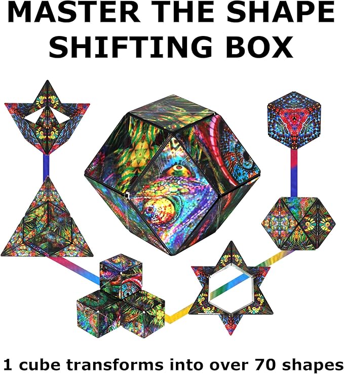 Shashibo Shape Shifting Box - STEM Fidget Toy with Ultra Strong Magnets - Sensory Puzzle Cube Transforms Into 100+ Shapes, Easter Basket Stuffers Gift for Kids, Teens, and Adults (The Chameleon)