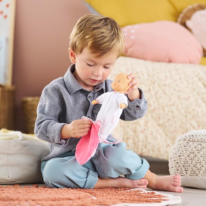 Corolle Mini Calin “Good Night” Blossom Garden - 8" Soft Boy Baby Doll with Vanilla Scent, White and Pink Pajamas, Sleeping Bag & Sleeping Eyes for Girls Ages 18 Months+, Cute Reborn Realistic