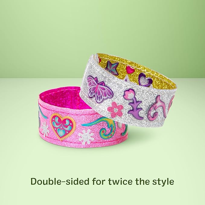 Melissa & Doug Design-Your-Own Bracelets with 100+ Sparkle Gem & Glitter Stickers, Kids Snap Bracelets, Stickers & Jewelry Crafts, Preschool Toys for Girls & Boys Ages 4+