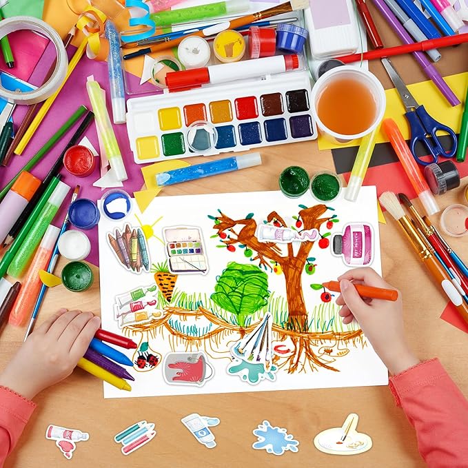 Fancy Land Art Painting Stickers for Kids 100 Pcs Waterproof Artist Painting Party Favors School Classroom Supplies