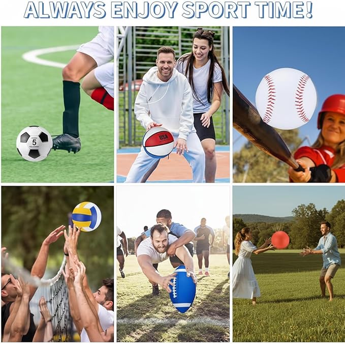 Liliful 36 Pcs Bulk Assorted Sports Balls Equipment Set with Pump & Carry Bag – Soccer, Basketball, Volleyball, Football & Playground Ball for School PE, Outdoor Game & Team Training