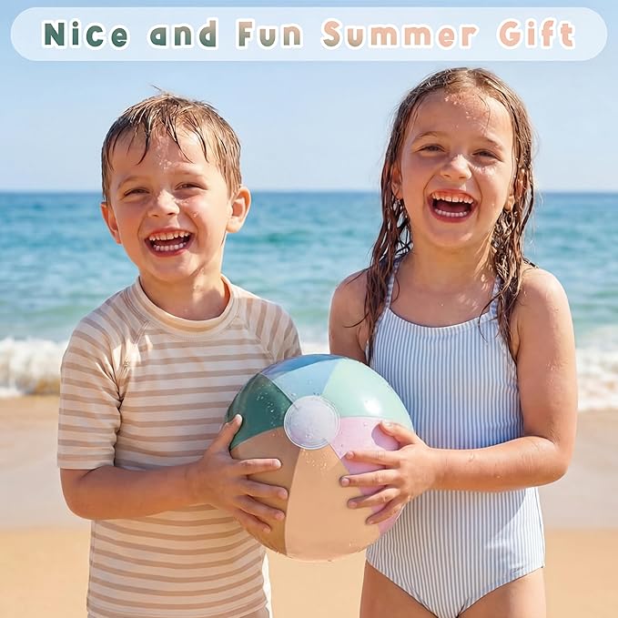 4 Pcs 16 Inch Inflatable Beach Balls Bulk Large Pastel Inflatable Decorated Ball Party Ornaments for Summer Swimming Pool Party Birthday Favors