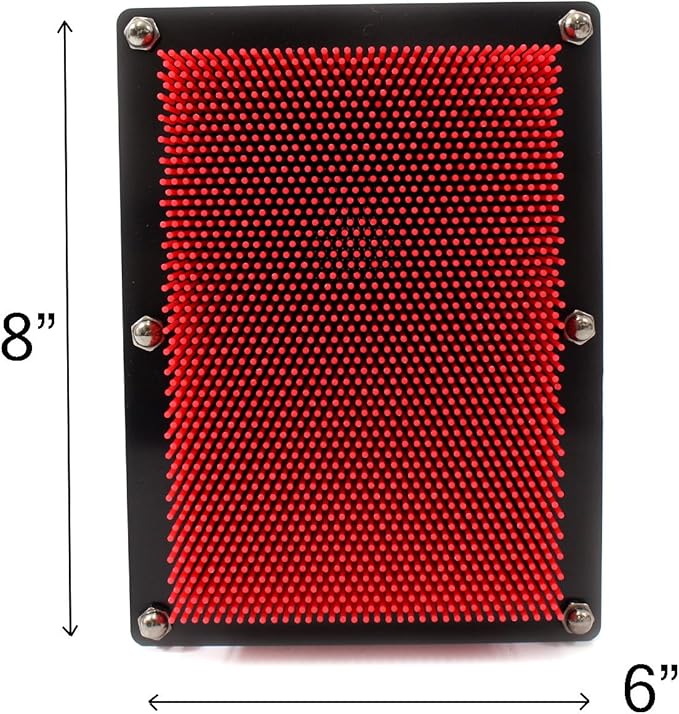 PowerTRC 3D Pin Art Sculpture - Pin Impression Toy - Pin Impression Hand Mold - Great Toy for Kids (6" x 8" Red)