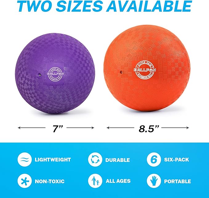 8.5 Inch Dodgeballs Playground Balls, Dodge Ball Set for Kids & Adults, Bouncing Kickballs Handball for Outdoor & Indoor Games - Includes Pump & Mesh Storage Bag