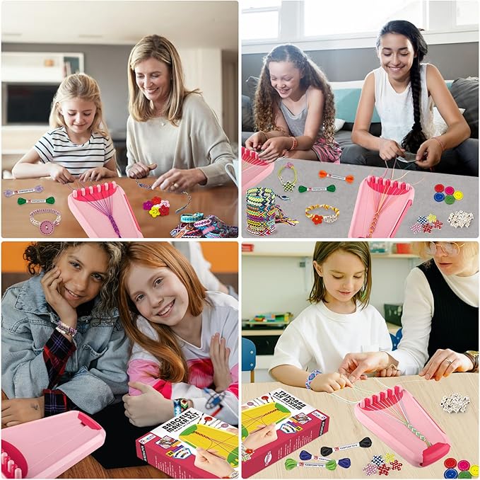 Friendship Bracelet Making Kit for Girls Ages 8-12, Kids Jewelry Making Kit with 28 Pre-Cut Threads and Letter Beads, Arts and Crafts for Kids, Birthday Easter Gifts for 6 7 8 9 10 11 12 Year Old