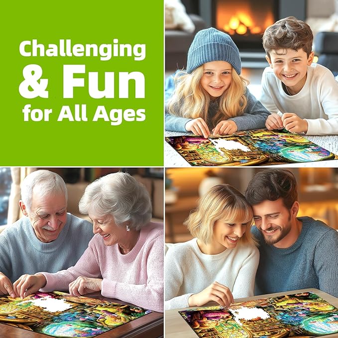 Elf Mushroom House 1000 Piece Puzzle for Adults, Fun Puzzles for Adults 1000 Pieces with HD Print Poster, 27.5" X 19.7" Dust Free, for Gifts Birthday Holiday Party Family Games Lovers