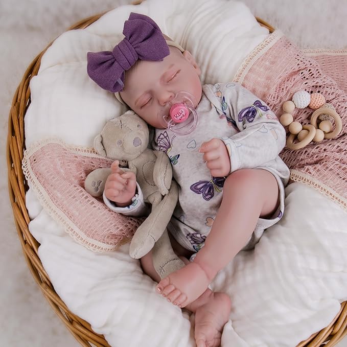 Milidool Reborn Baby Dolls, 20Inch Cute Soft Vinyl Realistic Newborn Baby Doll Poseable Lifelike Real Life Baby Dolls with Accessories for 3+ Year Old Girls Gifts, Pretend Play, Collection