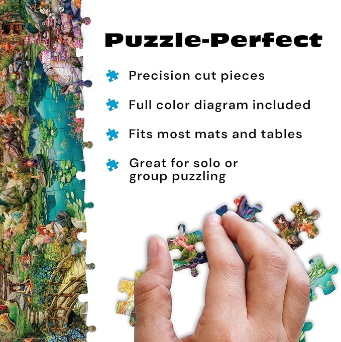 Buffalo Games - 1000 Piece Jigsaw Puzzle Aimee Stewart Merry Mushroom Village Picnic, Made in USA, Premium Recycled Board, Full-Color Poster, Giftable
