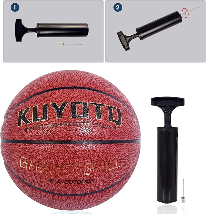 KUYOTQ Kids Youth Adult Size 3/4/5/6/7 (22/25.5/27.5/28.5/29.5") Basketball Premium Rubber or Faux Leather Basketball Indoor Outdoor Basketball for Boys Girls Womens Mens Basketball Gifts (Deflated)