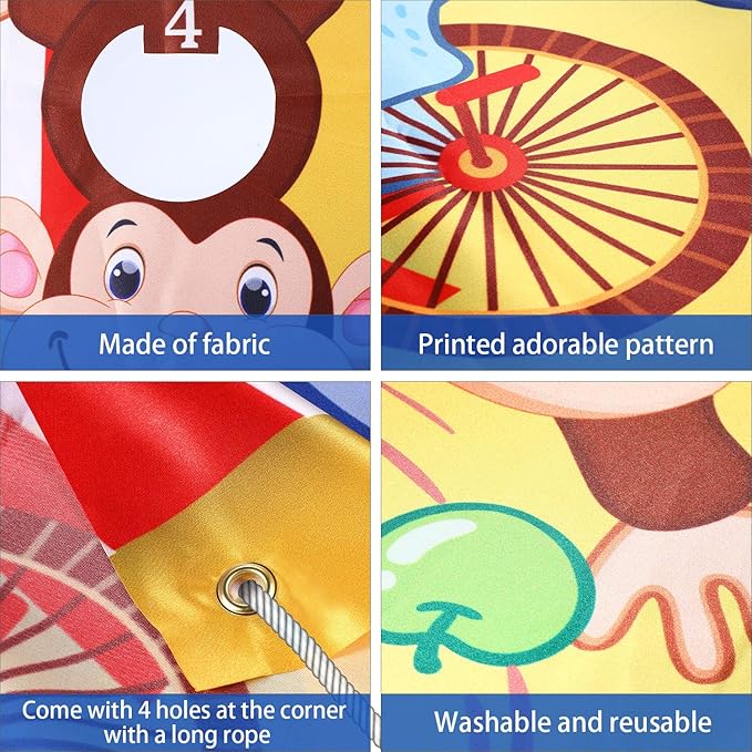 Blulu Carnival Toss Games Banner with 3 Bean Bags Halloween Carnival Game for Kids and Adults Circus Theme Party Decorations for Birthday Family Fun Throwing Indoor Outdoor