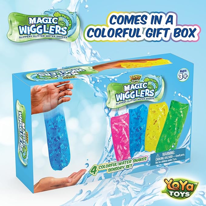 YoYa Toys Magic Wigglers Water Snake Fidget Toy - Water Wiggler Toy, Water Snakes Trick Stress Toy, Slippery Tricky Wiggler Tube - 4-Pack Squishy Sensory Fidget Water Snake Toy, 5-inch Novelty Gift