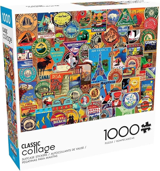 Buffalo Games - Lewis T Johnson - Suitcase Stickers - 1000 Piece Jigsaw Puzzle for Adults -Challenging Puzzle Perfect for Game Nights - Finished Size is 26.75 x 19.75