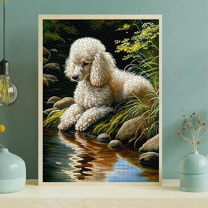 1000 Pieces Puzzle for Adults Cute Poodle Educational Family Jigsaw Puzzle Entertainment Toys, for Adults 20x28in