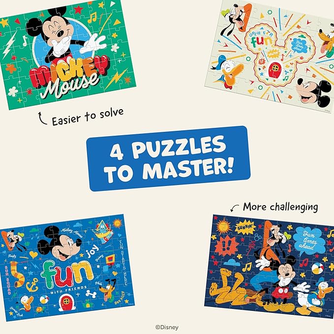 Disney Mickey Mouse & Friends - CEACO 4-in-1 Multipack Jigsaw Puzzles - Made for Kids - Ages 3–6+