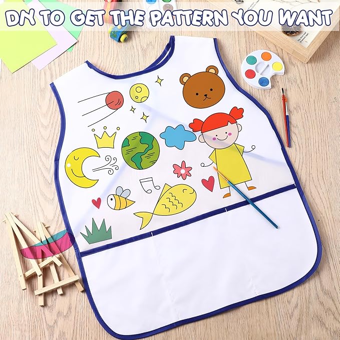 12 Pcs Art Smock for Kids Waterproof Painting Aprons Sleeveless Children with Pockets Age 3 to 8 Paint Craft Activity