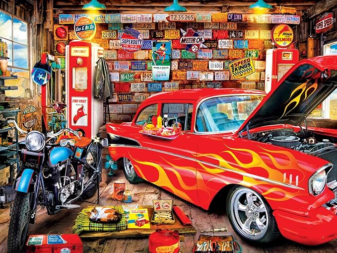 MasterPieces 750 Piece Jigsaw Puzzle for Adults, Family, Or Youth - Retro Garage - 18"x24"