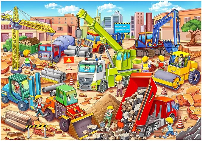100 Pieces Puzzles for Kids Ages 6-8 8-10 Year Old Toddler Jigsaw Puzzle for Ages 4-6 Construction Engineering Vehicle Puzzles Educational Toys Gift for Children Boys Girls Ages 4-10