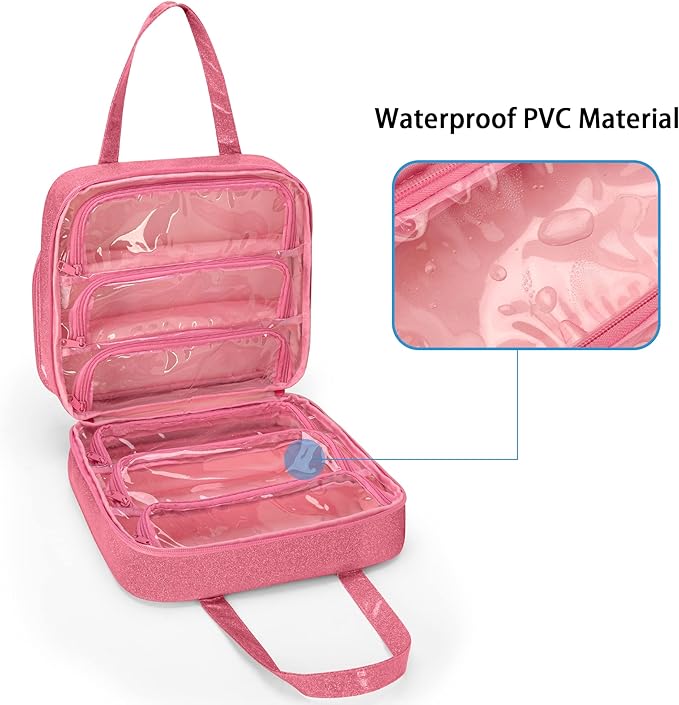 LoDrid Doll Tote Carrying Case Compatible with LOL Surprise Dolls All, Hanging Organizer Storage Bag with 6 Clear Window Pockets, Bag Only, Pink,(Patent Design)