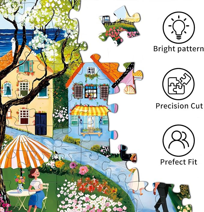 Jigsaw Puzzles for Adults 1000 Pieces, Interlock Perfectly No Dust, Impossible Difficult Hard Fun 1000 Piece Jigsaw Puzzles for Adults-1:1 Poster-Village Stroll