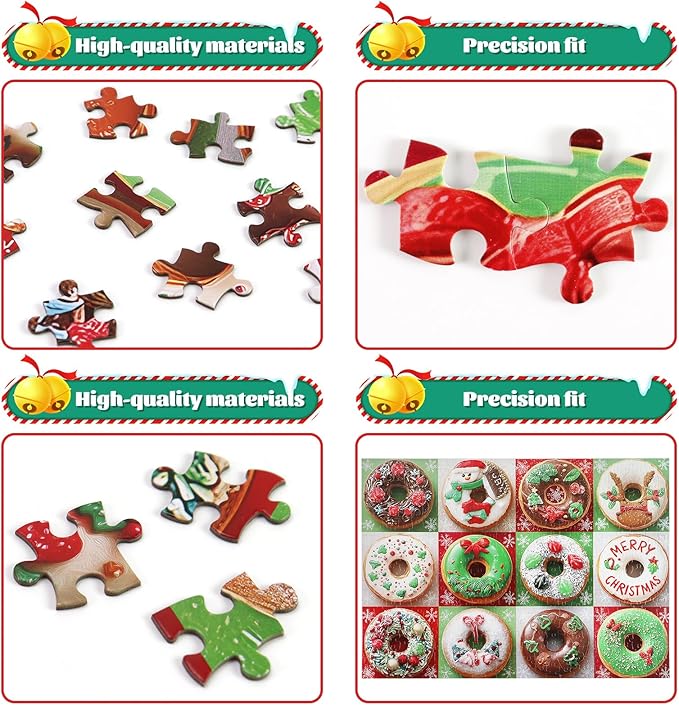 Christmas 500 Piece Puzzle for Adults, Winter Donuts Jigsaw Puzzles - Challenging Puzzle for Game Nights Holiday Family Party Decoration