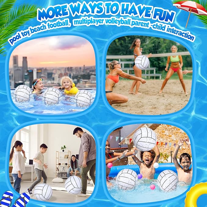 Chivao 12 Pack 16 Inch Volleyball Beach Ball Inflatable Beach Ball Giant Pool Toys Blow up Swimming Pool Water Toys for Summer Indoor Outdoor Water Games Themed Birthdays Party Favor