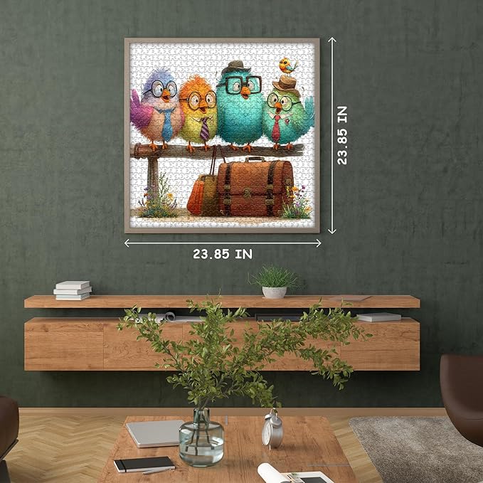 PICKFORU Funny Bird Puzzles for Adults 1000 Pieces, Nature Cute Animal Colorful Wildflower Puzzle, Impossible Hard Challenge Jigsaw Puzzle
