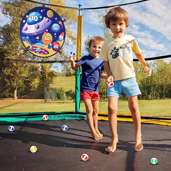 29" Trampoline Dart Board Game Accessories, Trampoline Toss Game Dartboard with 20 Sticky Balls, Indoor & Outdoor, Sport Fun Party Play Toys for Birthday Gifts