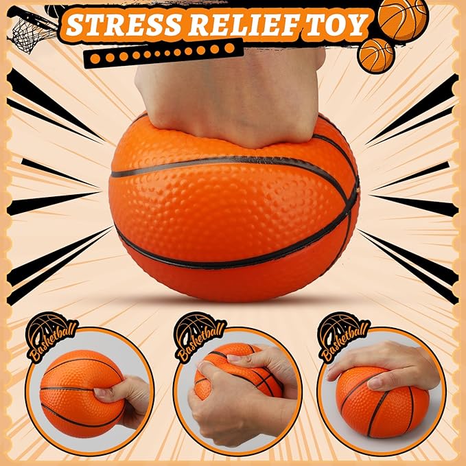 Mini Foam Basketball Replacement Ball for Indoor Hoop, Orange Silent Soft Squeeze Stress Ball Quiet Bouncy Toy for Kids Toddler, Beach Pool Indoor Outdoor