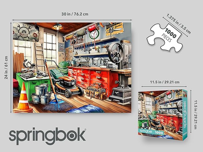 Springbok Tool Man's Garage 1000 Piece Puzzle for Adults - Colorful Garage Filled with a Handyman's Gear