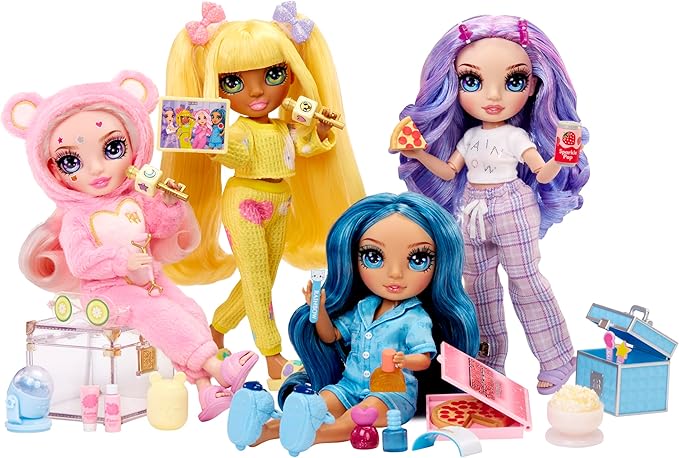 Rainbow High Jr High PJ Party - Violet, Purple 9" Posable Fashion Doll with Soft Onesie, Slippers, Fun Play Accessories, Great Toy Gift for Girls Kids Ages 4-12 Years