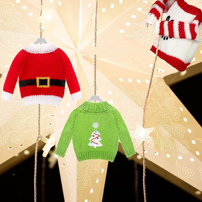Chalyna 6 Pcs Christmas Doll Clothes Christmas Accessories Outfit Small Sweater Knitted Clothing Xmas Accessory Santa Clothing Accessories Clothes, Doll is Not Included(Cute)