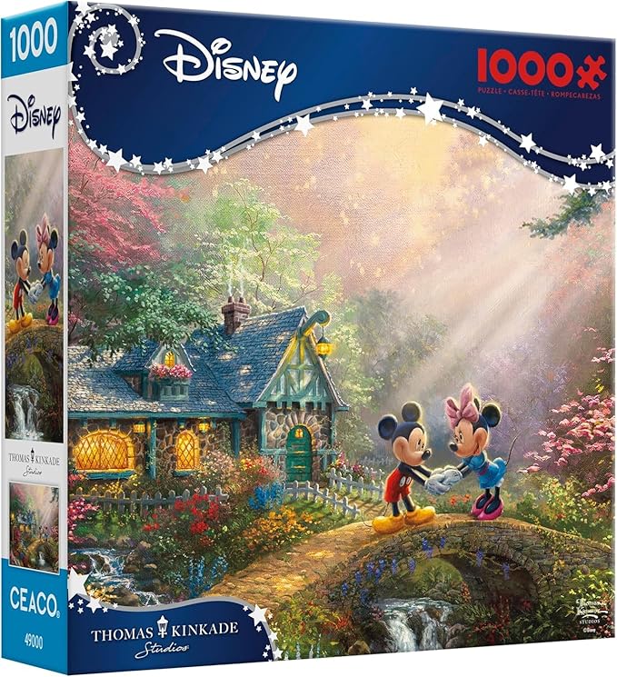 Ceaco - Thomas Kinkade - Disney - Mickey & Minnie Sweetheart Bridge - 1000 Piece Jigsaw Puzzle