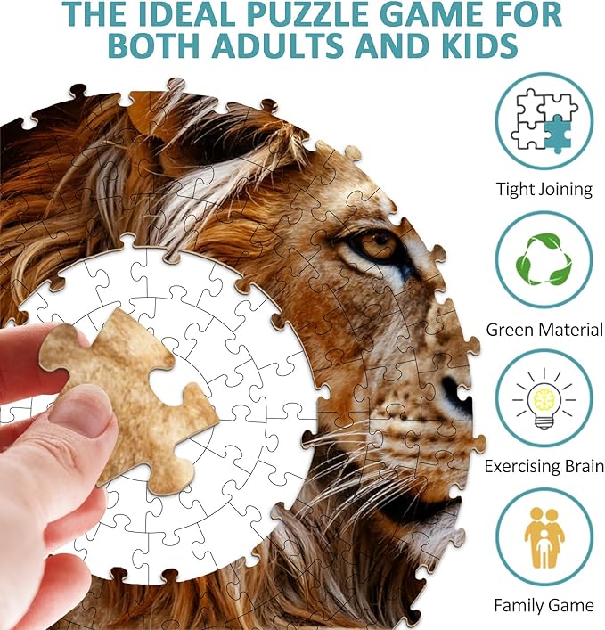 Fall Lion Puzzles for Adults 1000 Pieces, Jigsaw Puzzles 1000 Pieces for Adults, Fun Puzzles with Letters On Back, Challenging Game Toys, Family Decoration Puzzle (26.5 * 26.5in)