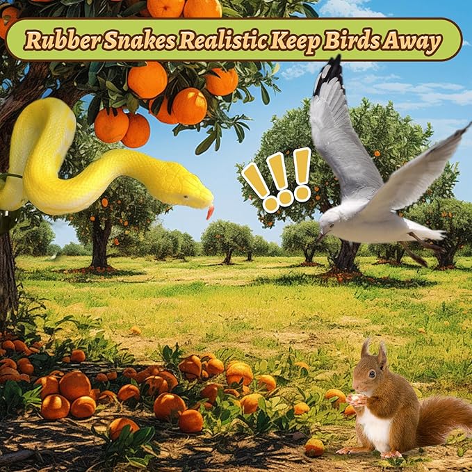 LRCXL Realistic Fake Snakes Toy Soft Rubber Snakes to Keep Birds Away - Python Snake Toys for Garden Props to Keep Birds Away, Scare Squirrels, Mice, Pranks Halloween Decoration Props