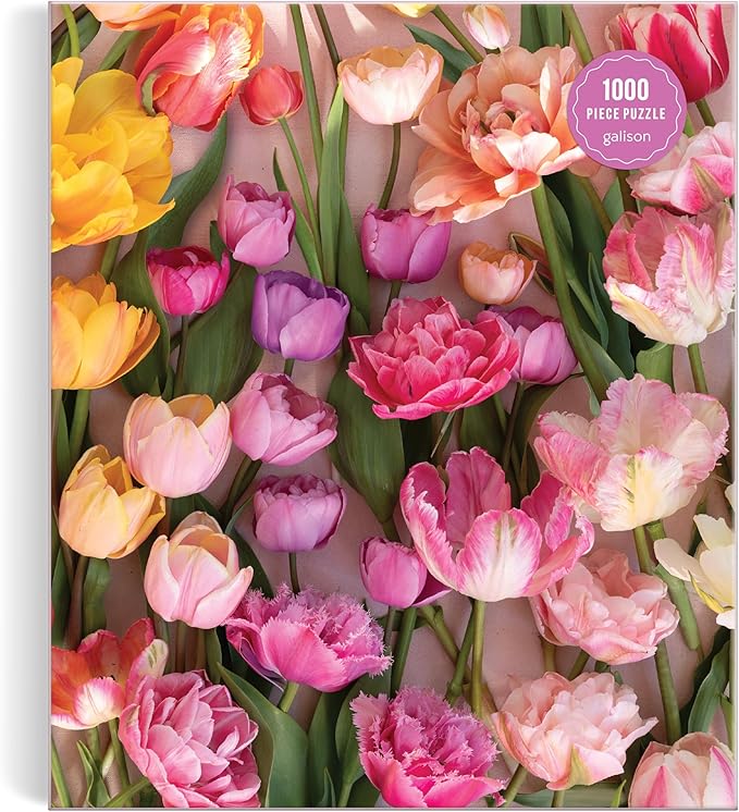Galison Ephemeral Tulips– 1000 Piece Jigsaw Puzzle Featuring Beautiful Artwork of Blooming Spring Tulips