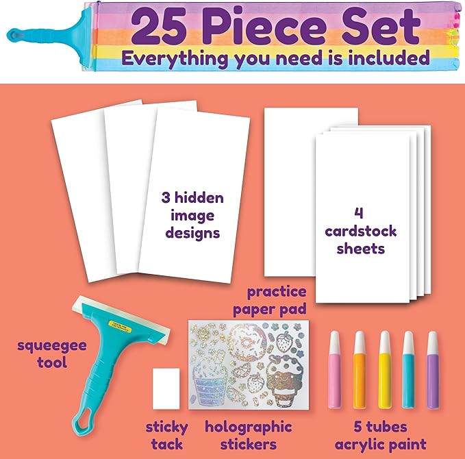 Creativity for Kids Squeegeez Magic Reveal Art Kit: Kawaii - Arts and Crafts for Kids, Gifts for Girls and Boys (Ages 7+)