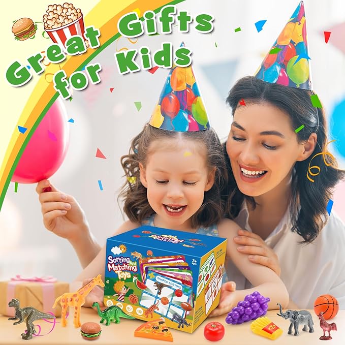 Montessori Toys for 3 4 5 6 Year Olds Boys & Girls | 58-Piece Fun Sorting Games with Mystery Box | Engaging Preschool Learning & Speech Therapy Toys | Great Birthday for Grandkids