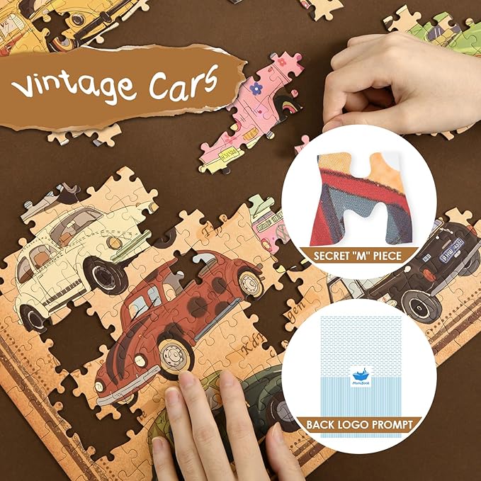 MOMIBOOK Puzzles for Adults 1000 Piece Jigsaw Puzzles of Vintage Cars, Painting Image Difficult Challenging Hard Impossible Puzzle, Funny Toys & Games Christmas Birthday Gifts