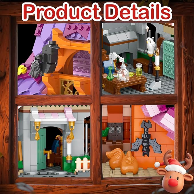 The Magical Retreat of The Witch Building Set, Ideal Christmas and Easter Gift, 1200 PCS Miniature House Model Building Brick Kit for Adults Teens Boys Girls 14+ (Purple-presale)