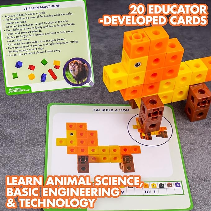 The Young Scientists Club STEM Cubes, Build, Learn & Create with 100+ Math Cubes Manipulatives, 4-in-1 Educational Games, Math Cubes for Kids Ages 4-8, Awesome Learn Through Play Toys