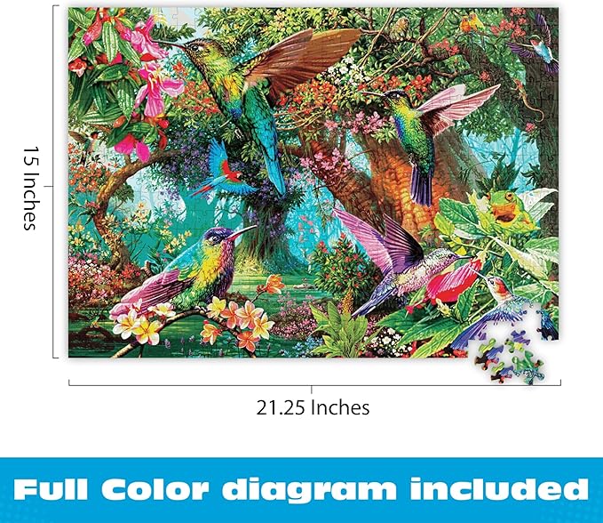 Buffalo Games - Hummingbird Garden - Steve Read - 500 Piece Jigsaw Puzzle for Adults - Vibrant Nature Puzzle Perfect for Game Nights - Finished Size 21.25 x 15.00 - Bonus Poster Included