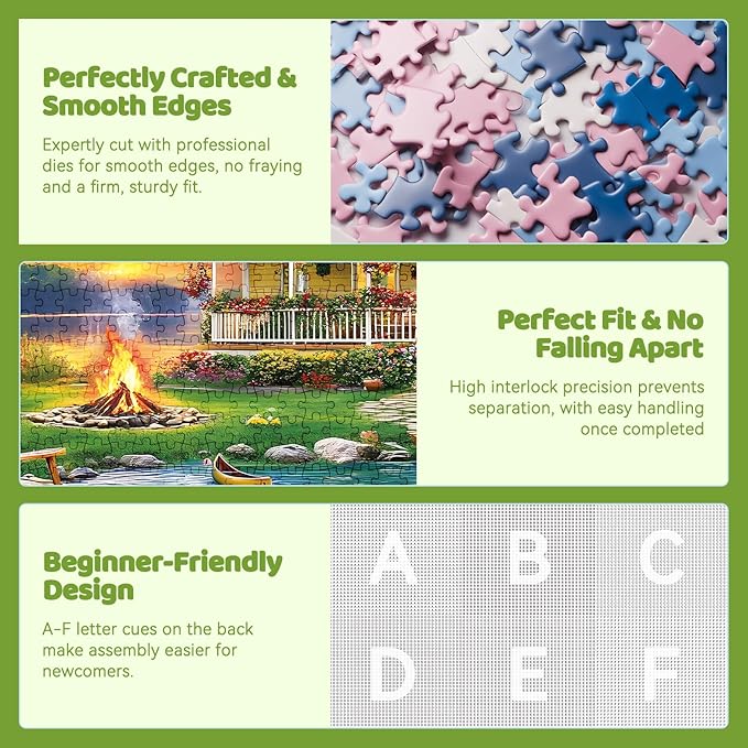 300 Piece Puzzle for Adults, Large Piece Elderly Jigsaw Puzzle, Lakeside Villa with Cat and Garden, Family Kids and Adults Fun Gift, 20.5x15 in