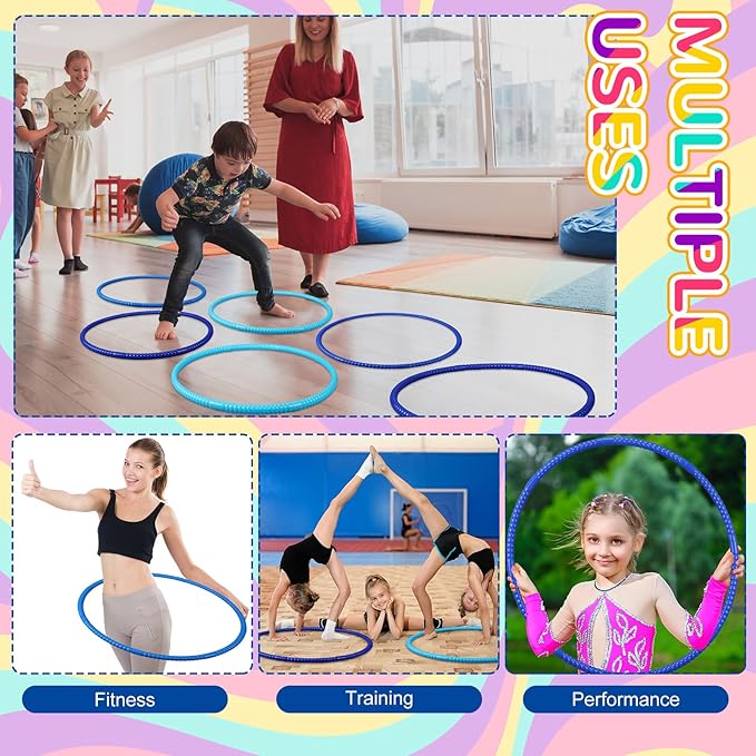 Libima 16 Pcs Toy Color Hoop for Kids, Detachable Adjustable Light Weight Plastic Colored Hoops Toy Circles for Party Games, Dance, Dog Agility