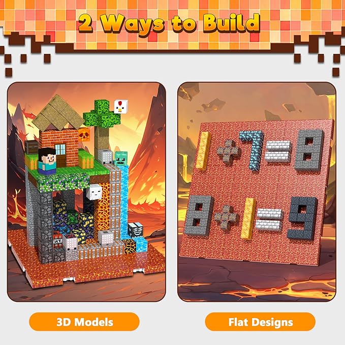 4PCS Magnetic Blocks Base Plates for Kids, 4" x 4" Strong Grip Magnetic Tiles Base Fits Most Magnetic Blocks & Cubes, STEM Building Toy Birthday Gifts for Boys Girls Ages 3+ (Lava)