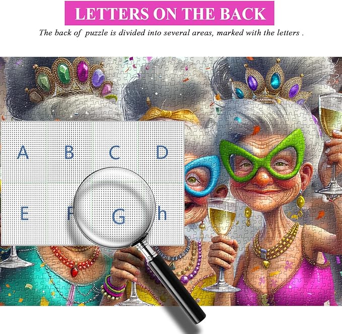 PICKFORU Party Grandma Puzzles for Adults 1000 Pieces, Funny Cute Grandma Jigsaw Puzzles, Happy Puzzle Theme as Home Decor
