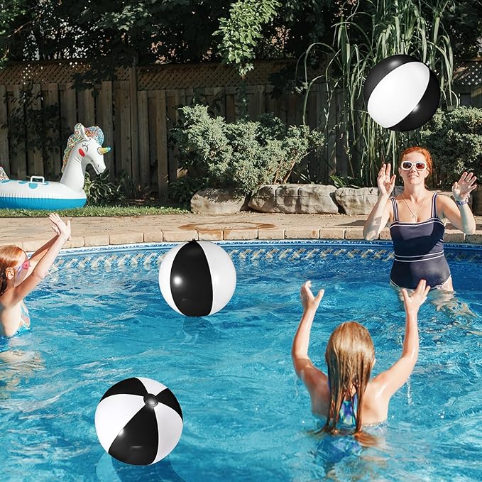 12 Pcs 16'' Beach Ball PVC Inflatable Ball Bulk Blow up Pool Balls for Swimming Pool Summer Hawaiian Tropical Theme Party Favors Decorations Favors Supplies