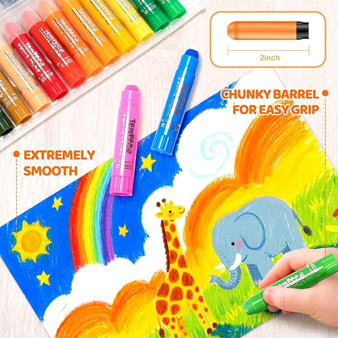 Tempera Paint Sticks, 24 Classic Colors, Washable Solid Paint Sticks for Kids Toddlers, Painting Art Supplies for Classroom School Students, Non-Toxic, Quick Drying, Back to School Supplies
