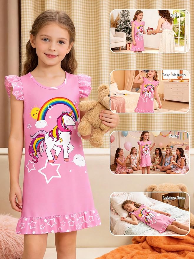 LQSZ Doll and Girl Matching Nightgown Outfit Pajamas Nightie Nightgown for Girls and Dolls Clothes