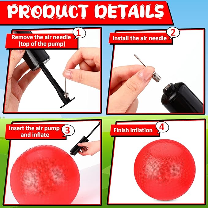Yunsailing 5 Pack 18 Inch Large Bouncy Balls Giant Inflatable Red Playground Balls with Hand Air Pump for Outdoor Indoor Activity Beach Park Backyard Game Supplies