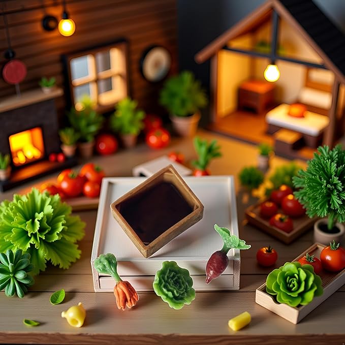 4Pcs/Set Miniature Dollhouse Agricultural Tools Decoration Toy Gift Tool 1/12 Doll Garden, Vegetable Basket, DIY Doll House Kit